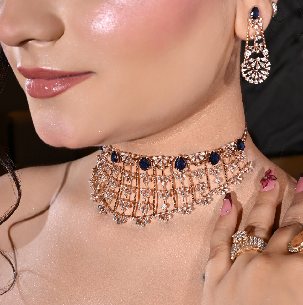 Sapphire Lattice Choker at Varun Jewellers